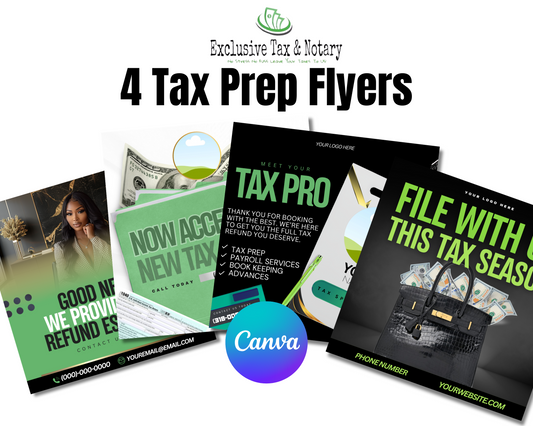 TAX PREP FLYER TEMPLATES – Fully Editable in Canva